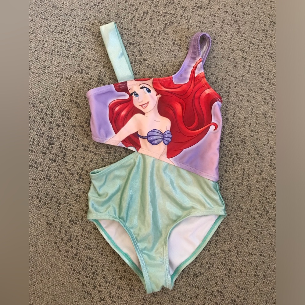 Girls' Ariel One-Shoulder Swimwear - Purple & Aqua